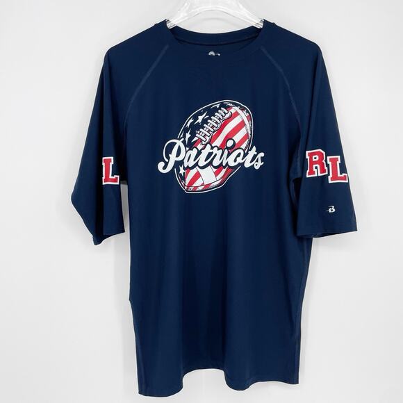 Badger Sport Patriots Shirt Mens 2XL Short Sleeve Jersey T-Shirt T Stretch Logo - Picture 1 of 7